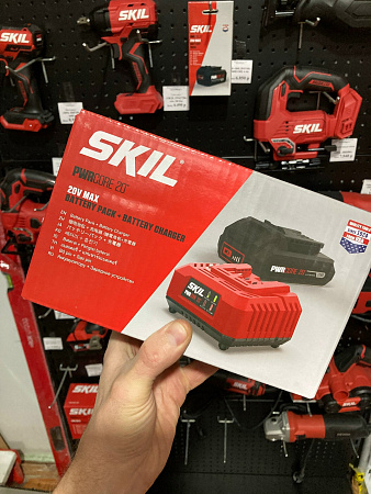  набор зарядное устройство и акб на 2 амч skil cb5197